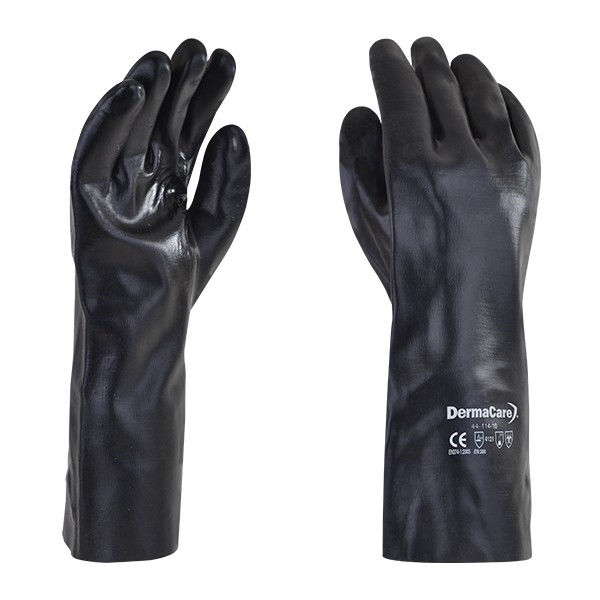 GUANTE PVC NEGRO Y VERDE 35 CM