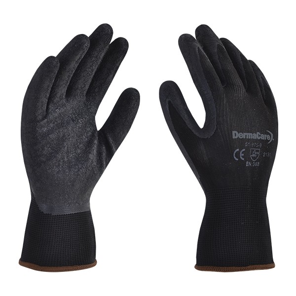 GUANTE NEGRO POLIESTER REC. LATEX